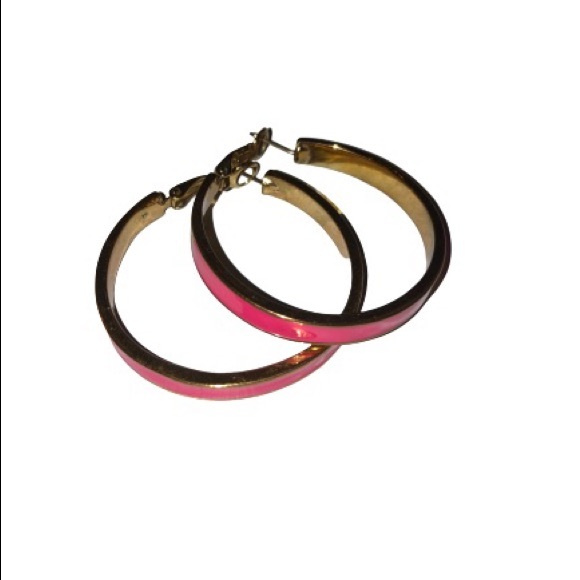 kate spade Jewelry - Kate Spade Pink and Gold Hoops